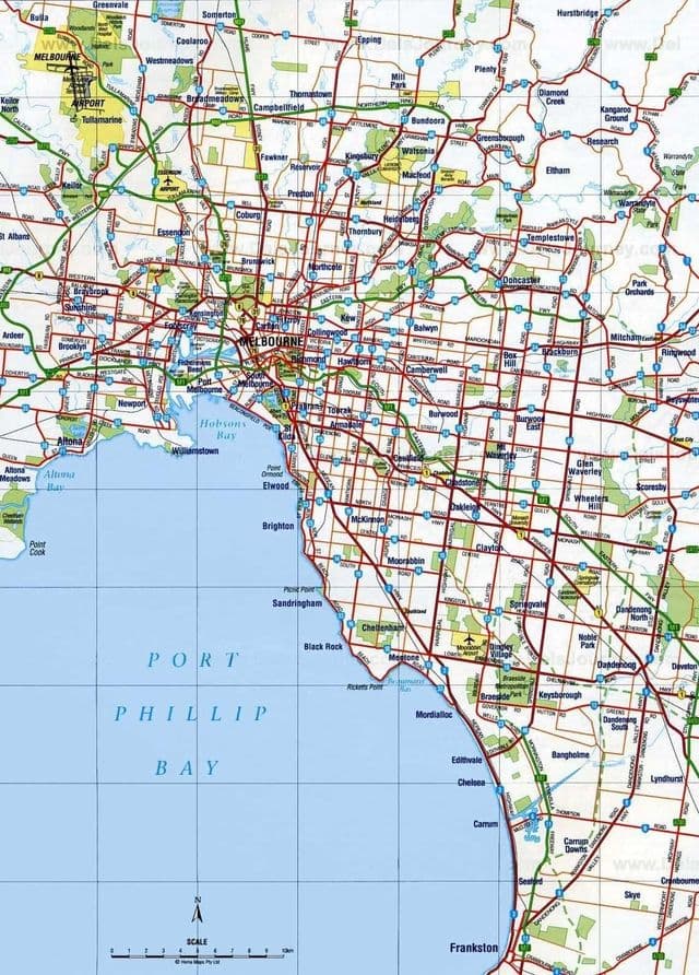 Mapa de estradas de Melbourne