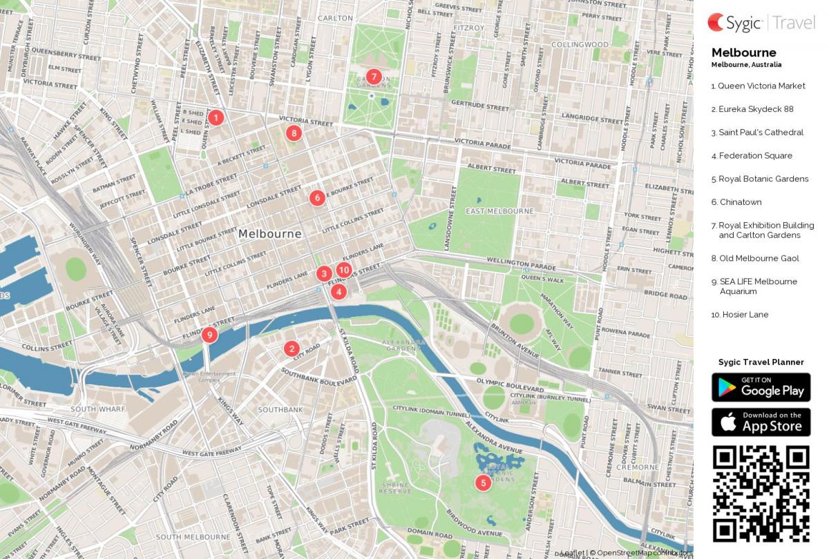 Mapa das paisagens de Melbourne