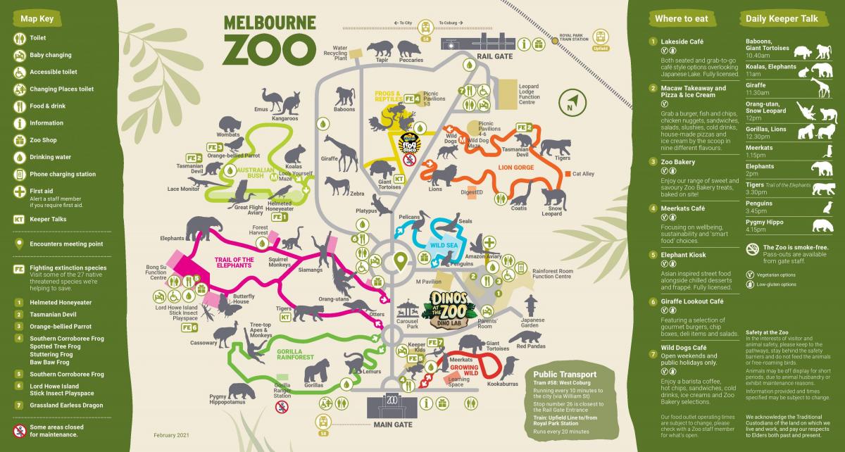 Mapa do Parque Zoológico de Melbourne