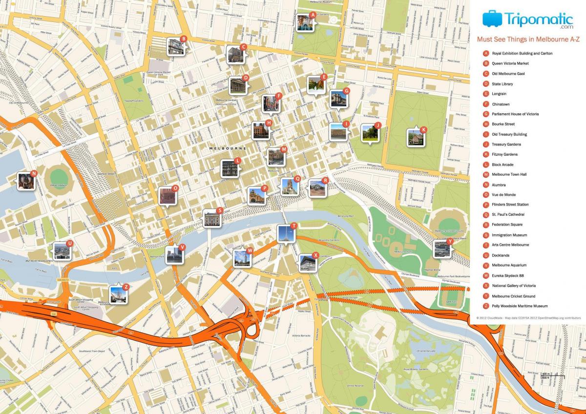 Mapa turístico de Melbourne