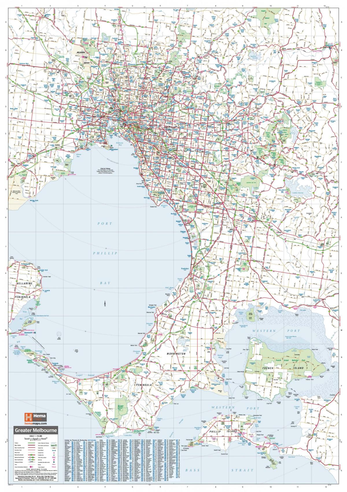 Mapa das ruas de Melbourne